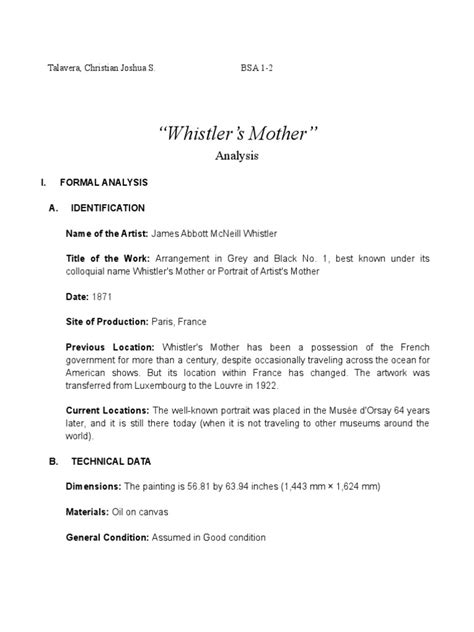 "Whistler's Mother" Analysis | PDF | James Abbott Mc Neill Whistler ...