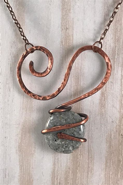Copper Jewelry Copper Necklace Copper Wire Jewelry Grey | Etsy