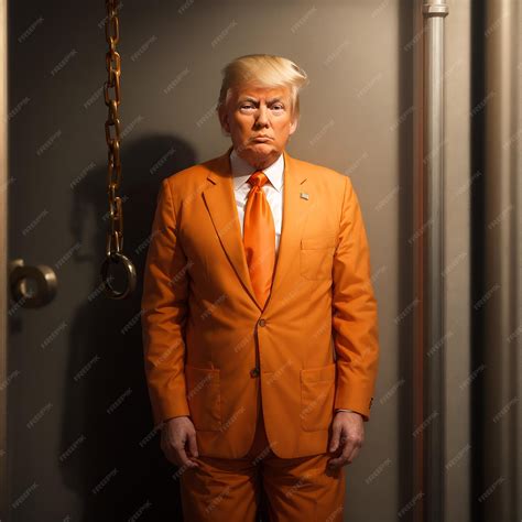 Premium AI Image | Donald Trump in jail wearing an orange suit