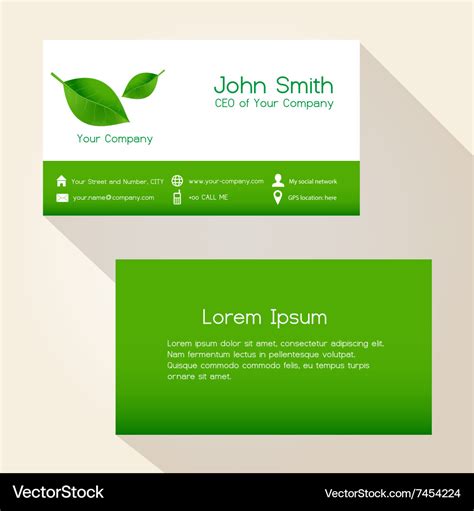 Simple nature green leaf business card design Vector Image