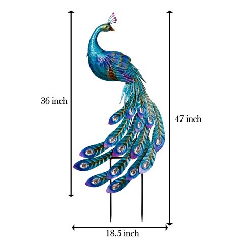 TERESA'S COLLECTIONS 47 Inch Large Metal Peacock Garden Wall Decor ...