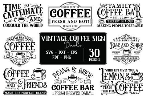 Vintage Coffee Sign SVG Bundle Graphic by CraftlabSVG · Creative Fabrica