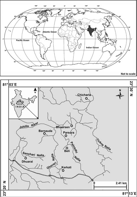 World map showing India and location map showing the study area within... | Download Scientific ...