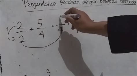 Penjumlahan pecahan dengan penyebut berbeda - YouTube