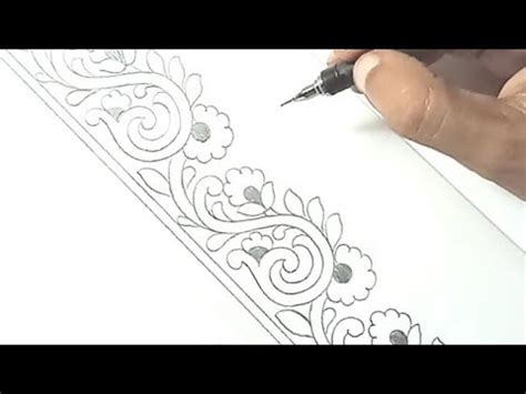 Hand Embroidery Saree Easy Simple Saree Border Design Drawing - diariostew