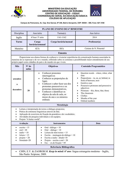 Plano De Aula Ingles 3 Ano Ensino Medio - Ensino Relacionado