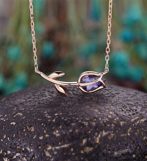 Pear Shaped Tanzanite Bridal Wedding Necklace Rose Gold - Etsy