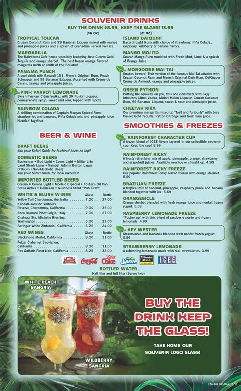 Rainforest Cafe Menu Nutrition Information | Besto Blog