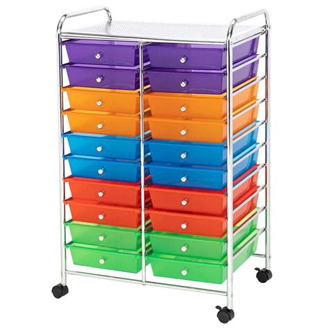 Karl home 20-Plastic Drawers Multi-Color Storage Rolling Cart Studio Organizer 302109921577 ...