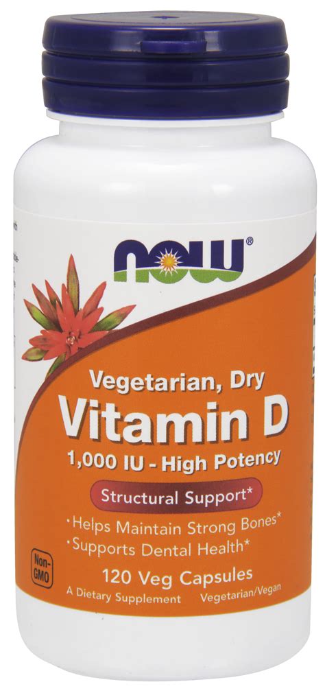 NOW Supplements, Vitamin D 1,000 IU Dry, High Potency, Strong Bones*, Structural Support*, 120 ...