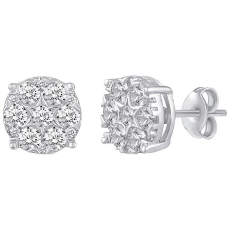 Meh: Fifth and Fine 1.00 Carat Diamond Stud Earrings Set in 925 Sterling Silver