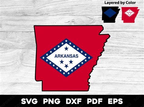 Arkansas Flag State Shape Design Svg Png Dxf Eps Pdf Vector Graphic Design Cut Print Dye Sub ...