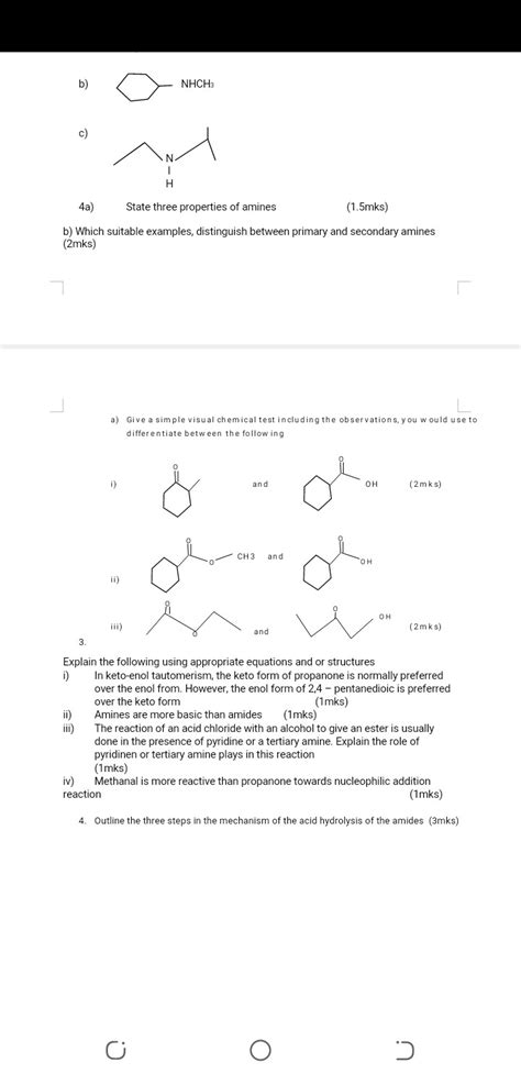 SOLVED: b) -NHCH3 c) 4a) State three properties of amines (1.5mks) b ...