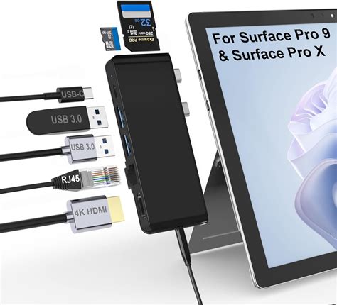 Surface Pro 9 Docking Station, Surface Pro 9 Hub Adapter with 100 Mbps LAN, 4K HDMI, 100W USB-C ...