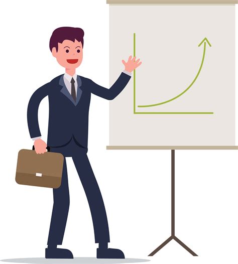 Businessman present with graph board.Cartoon business manager success ...