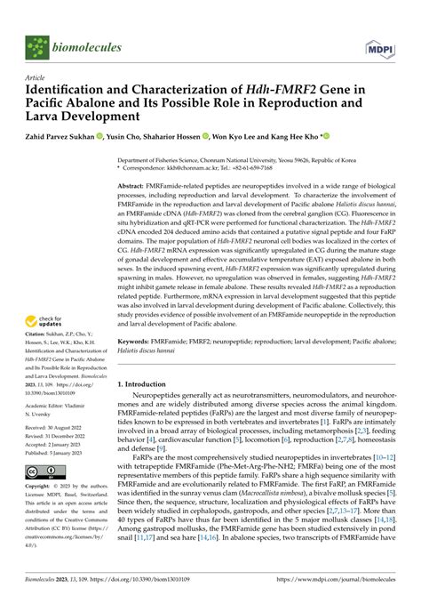 (PDF) Identification and Characterization of Hdh-FMRF2 Gene in Pacific ...