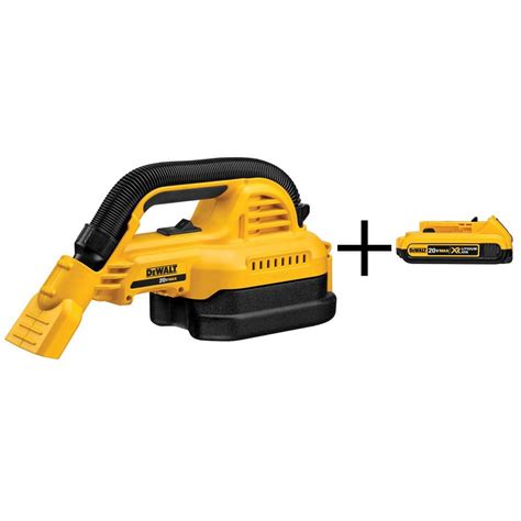 DEWALT 20V MAX Cordless 1/2 Gal. Wet/Dry Portable Vacuum and (1) 20V ...