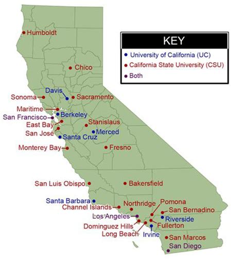 Location of all 4 year Public Universities in California. (CSU alone is ...