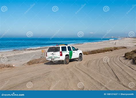 Border Patrol Vehicle Patrolling at Border Field State Park Beach in ...