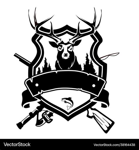 Hunting and fishing logo cartoon Royalty Free Vector Image