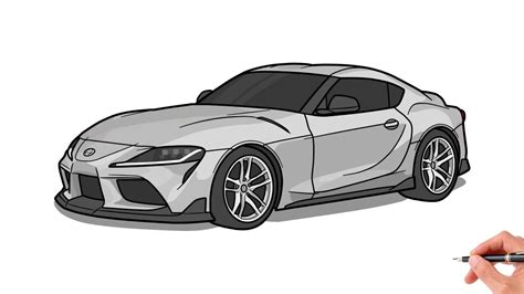 How to draw a TOYOTA SUPRA A90 / drawing toyota supra mk5 gr step by step - YouTube