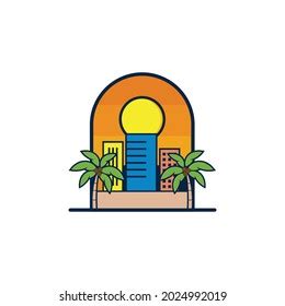 Logo Vector Vintage Beach City Stock Vector (Royalty Free) 2024992019 ...