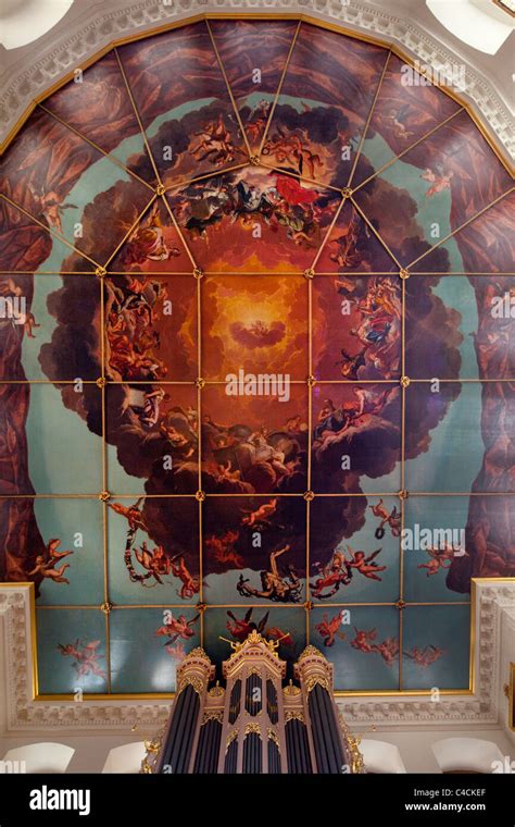 Ceiling fresco in Sheldonian theatre, Oxford, Oxfordshire, England ...