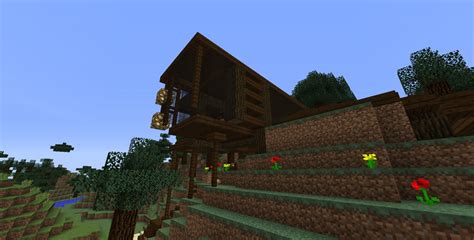 Hillside dark oak wood house Minecraft Map