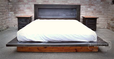 Modern Industrial Furniture Platform Bed | Rustic industrial bedroom ...