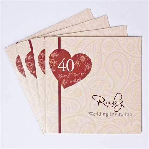 Buy 40th Ruby Anniversary Invitation Cards - Pack Of 10 for GBP 1.49 | Card Factory UK