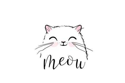 Cute cat vector print design. Meow | Cat vector, Cat design, Cat drawing