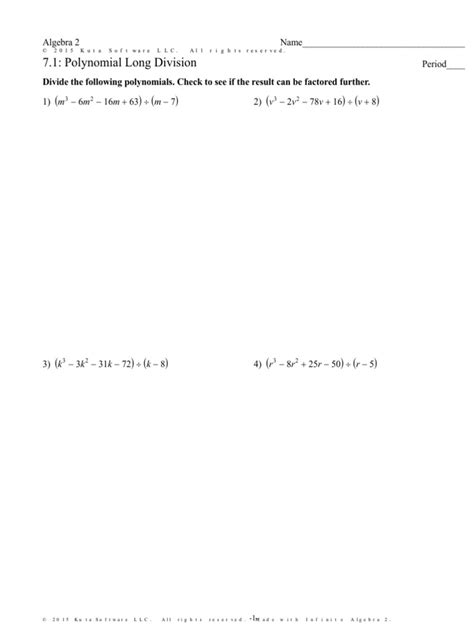 7.1 Polynomial Long Division | Download Free PDF | Mathematical ...