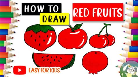 How to draw Red fruits-Easy drawing for kids #howtodraw #fruits # ...