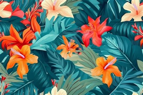 Premium AI Image | Trendy Tropical Seamless Pattern Ai generative