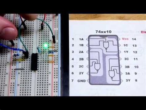 7410 74HC10 Triple 3 input NAND gate integrated circuit IC demonstration by electronzap ...