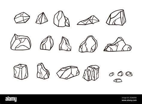 Outline sketch stone set. Vector illustration. Different rock blocks Stock Vector Image & Art ...