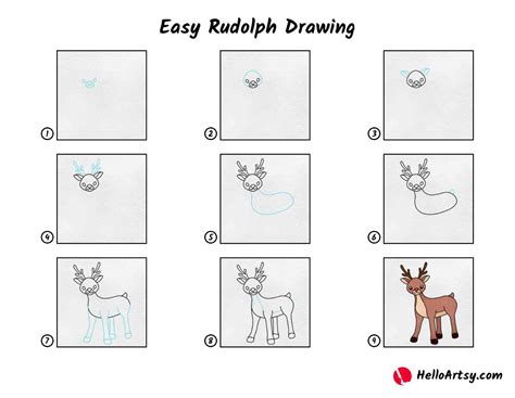 Easy Rudolph Drawing - HelloArtsy