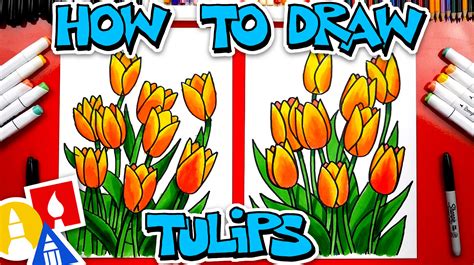 How To Draw Spring Tulips - Art For Kids Hub