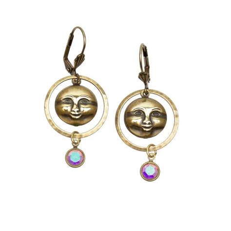 Celestial Vintage Charm Sun and Crystal Earrings - Anne Koplik Designs