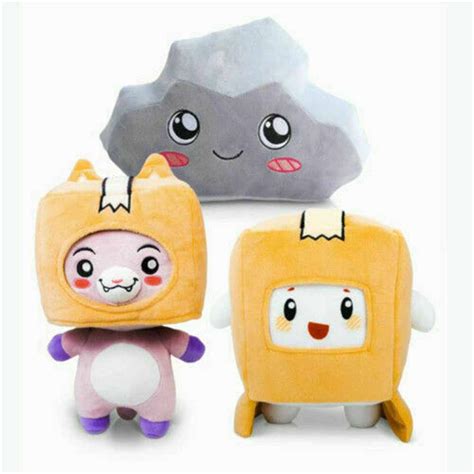 3PCS Set Dolls Set Lankybox BOXY + FOXY + ROCKY Plush Soft Stuffed Toy Kid Game Figure Plushie ...