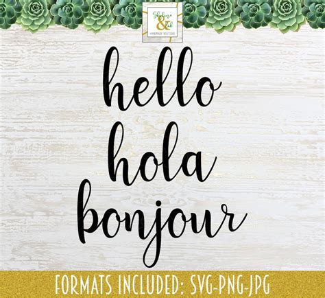 Hello Hola Bonjour SVG Bundle Hello SVG Cut File Hola SVG - Etsy