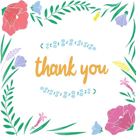 Premium Vector | Thank you greeting card of hand drawn bright flowers ...