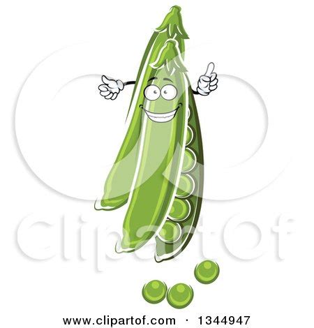 Clipart of a Cartoon Pod Character and Peas - Royalty Free Vector ...