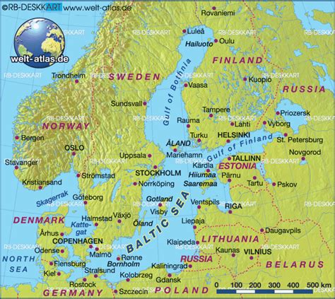 Map of Baltic Sea (several countries) - Map in the Atlas of the World ...