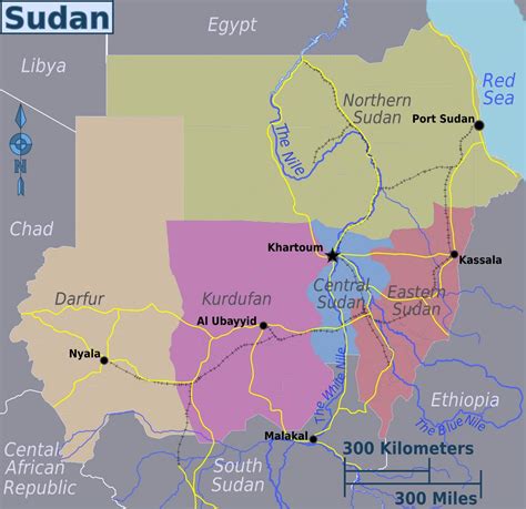 Large regions map of Sudan | Sudan | Africa | Mapsland | Maps of the World