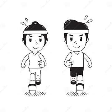 Vector Cartoon Man and Woman Running Together Stock Vector - Illustration of female, exercise ...