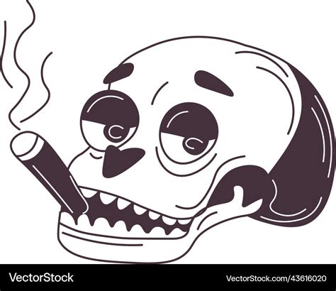 Skull smoking cigarette skeleton man character Vector Image