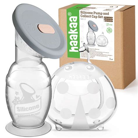 Haakaa 100ml Manual Breast Pump with Leakproof Silicone Lid & 75ml Bre