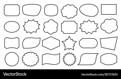 Speech bubble shape text frame box black line set Vector Image