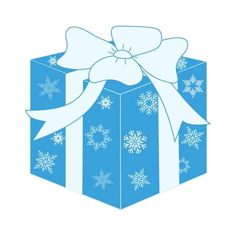 Premium Vector | Blue gift box with snowflakes and bow on white background, vector